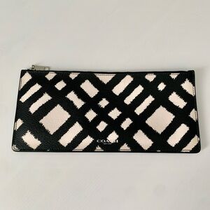 Coach Slim Wallet Accessory Pouch Black and White Wild Plaid